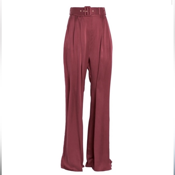 Zimmermann Wonderland Set Silk Blouse and Wide Leg Trousers - Burgundy - Picture 6 of 12
